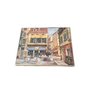 Vintage French Café Wall Art Restaurant Scene Print on Board‎ European Bistro
